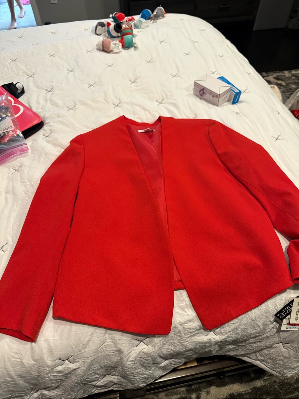 Bar III Women's Red Open-Front Blazer Jacket